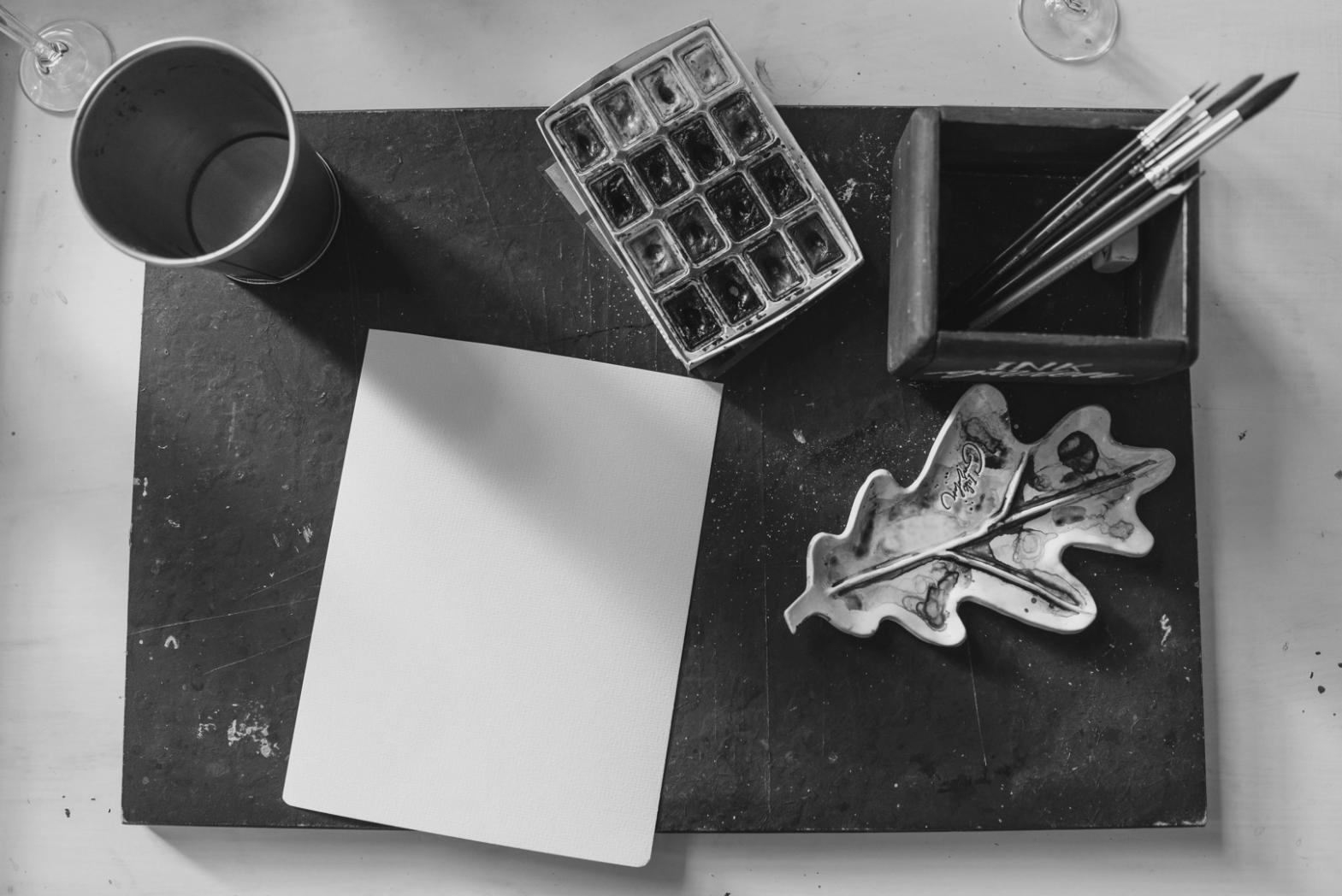 Creative workspace with digital drawing equipment
